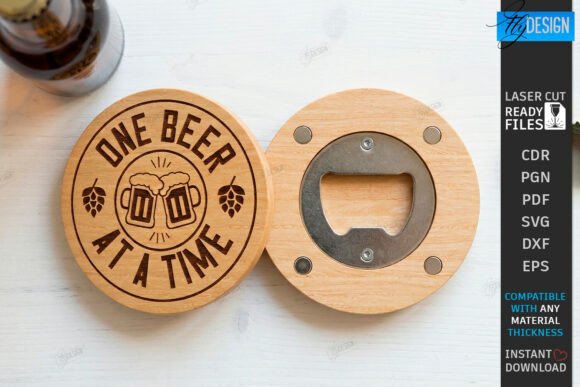 Beer Bottle Opener Laser Cut Coasters for Home Decor