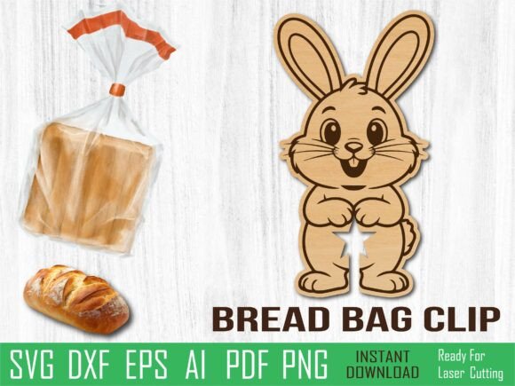 Easter Bunny Bread Clip for Laser Cutting in Home Decor