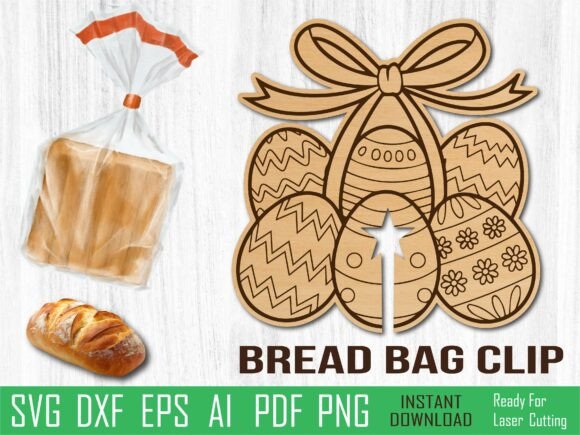 Easter Egg Bread Clip SVG for Laser Cutting and Spring Amp Projects