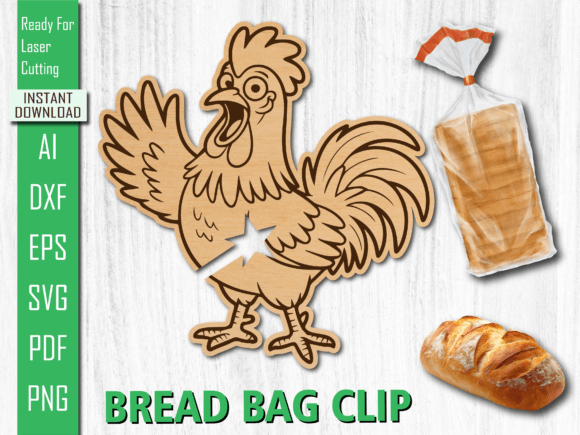 Farm Animal Larse Rooster Bread Bag Clip