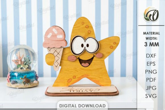 Funny Summer Animal Stand Laser Cut for Web Design