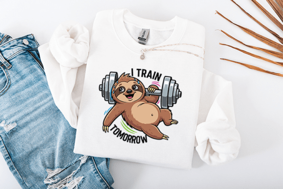 I Train Tomorrow Funny Sloth SVG for T-Shirt Designs and Graphics