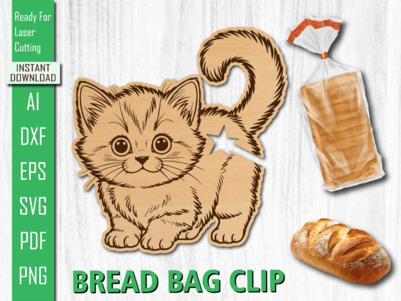 Laser Cut Animal Cat Bread Bag Clip for Other Art Amp