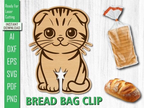 Laser Cut Compact Cat Bread Bag Clip SVG Review