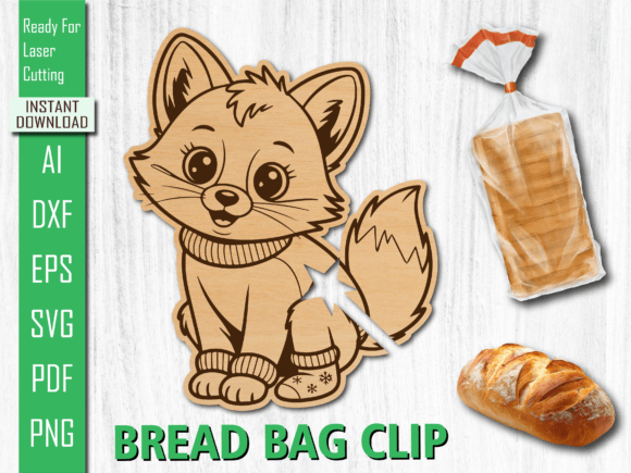 Laser Cut Cute Fox Bread Clip for Other Art Amp
