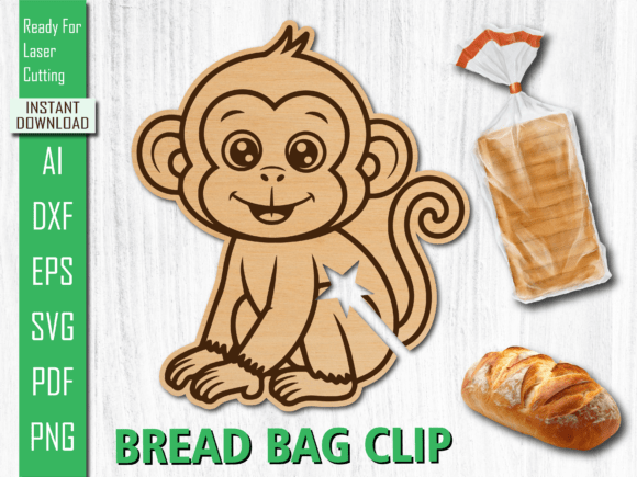 Laser Cut Cute Monkey Bread Clip Crafts for Other Home Decor