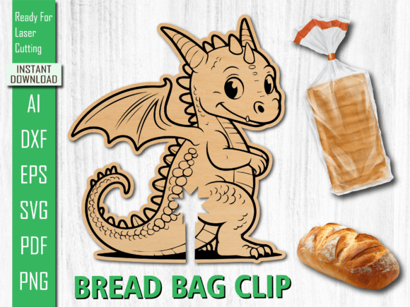 Laser Cut Fantasy Dragon Bread Clip DXF for Other Art Amp