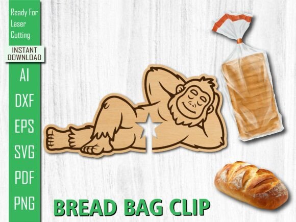 Laser Cut Sleeping Bigfoot Bread Clip