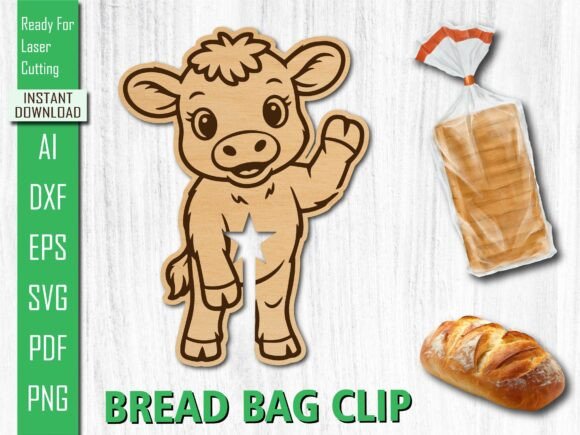 Laser Cut Standing Cow Bread Clip for Other Art Amp