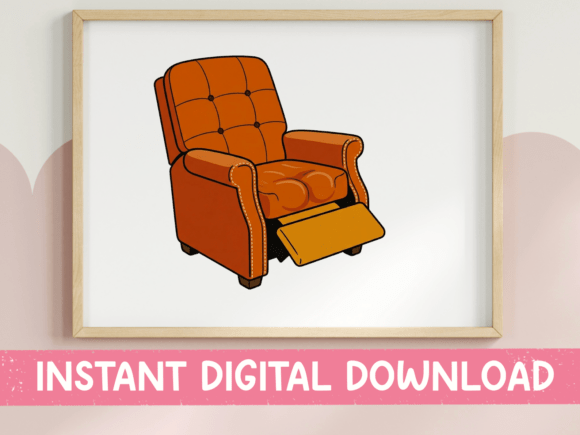 Retro Recliner Chair Clipart Design for T-Shirt Graphics