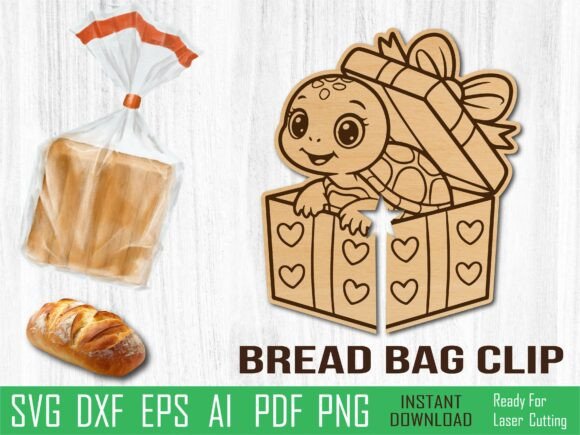 Valentine Turtle Box Bread Clip Laser Cutting Design